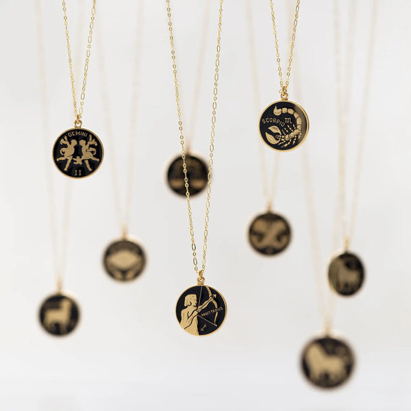 Black Enamel Zodiac Necklaces