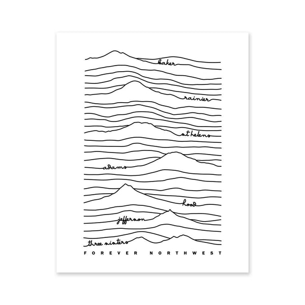 Cascade Mountain Range Print - White